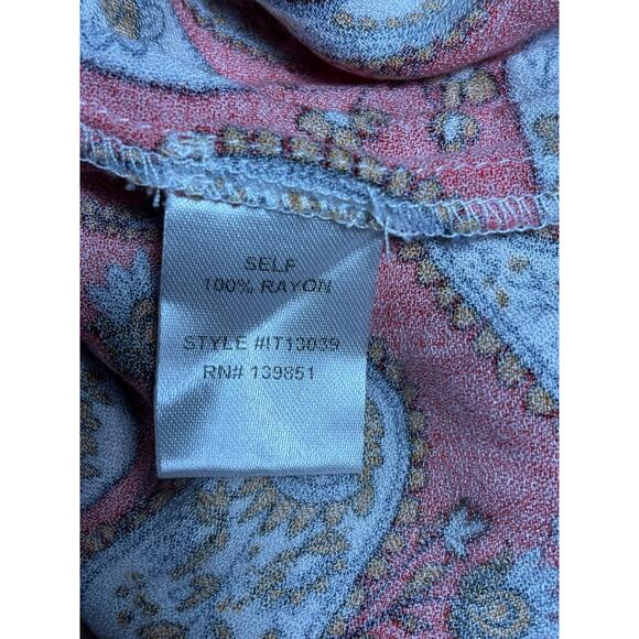 Oddy Peasant Geometric patchwork Floral Tunic Top Womens Sz L Multicolor V-Neck - Picture 5 of 7